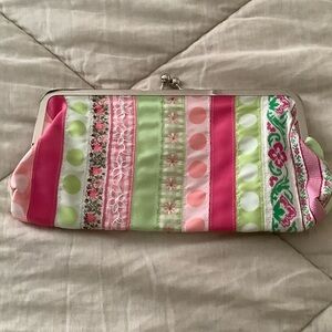 Lilly Pulitzer Pink and Green Striped Clutch